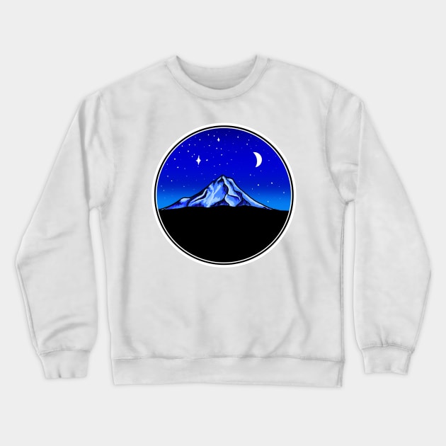 Mt. Hood Moonlight Night Sky Crewneck Sweatshirt by FernheartDesign